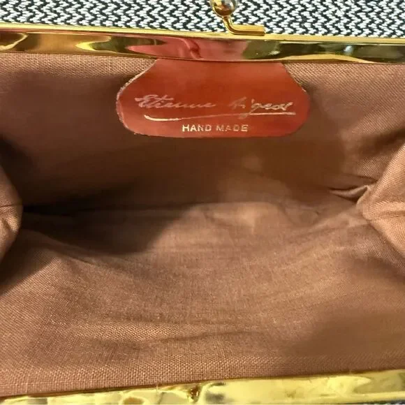 Vintage *Rare* 60’s Etienne Aigner Linen Leather Clutch Wallet - Picture 7 of 9